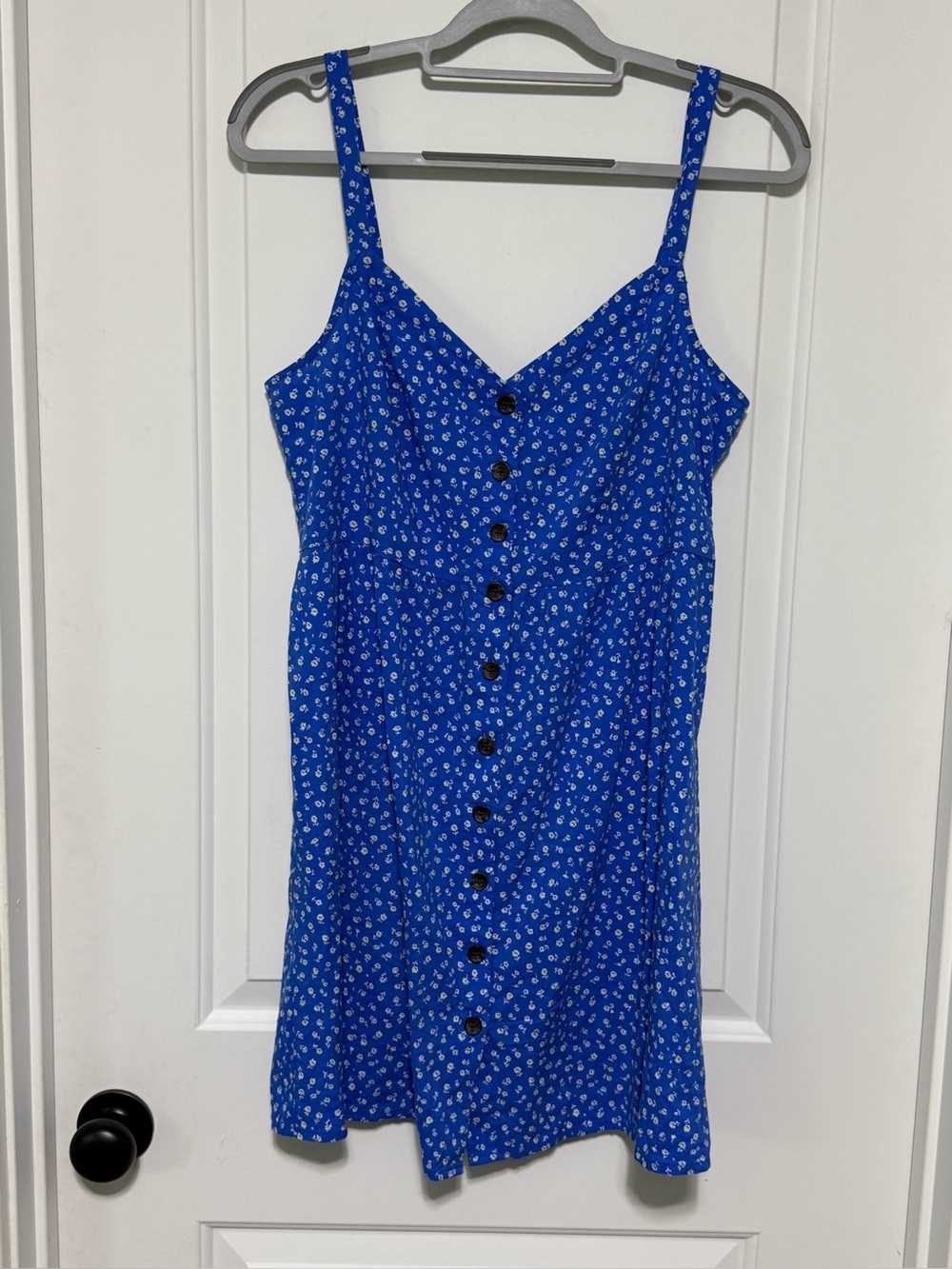 Banana Republic Blue Floral Faux Button-Front Mini Dress